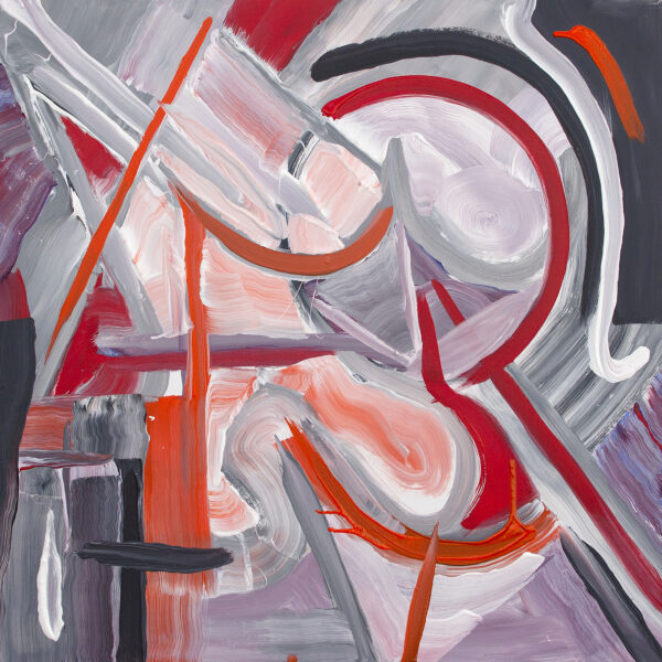 Gray, purple red, and white abstract painting