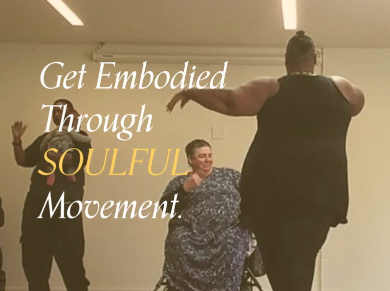 The artist's Instagram is @get.embodied. They are a dancer, teacher, performing artist.
